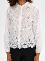 Load image into Gallery viewer, Selected Femme Broderie Anglaise Shirt - Bright White
