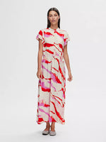 Load image into Gallery viewer, Selected Femme Marble Short Sleeve Ankle Dress - Cradle Pink
