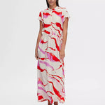 Load image into Gallery viewer, Selected Femme Marble Short Sleeve Ankle Dress - Cradle Pink

