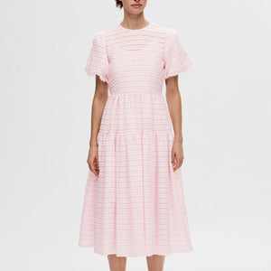 Selected Femme Balloon-Sleeved Midi Dress - Cradle Pink