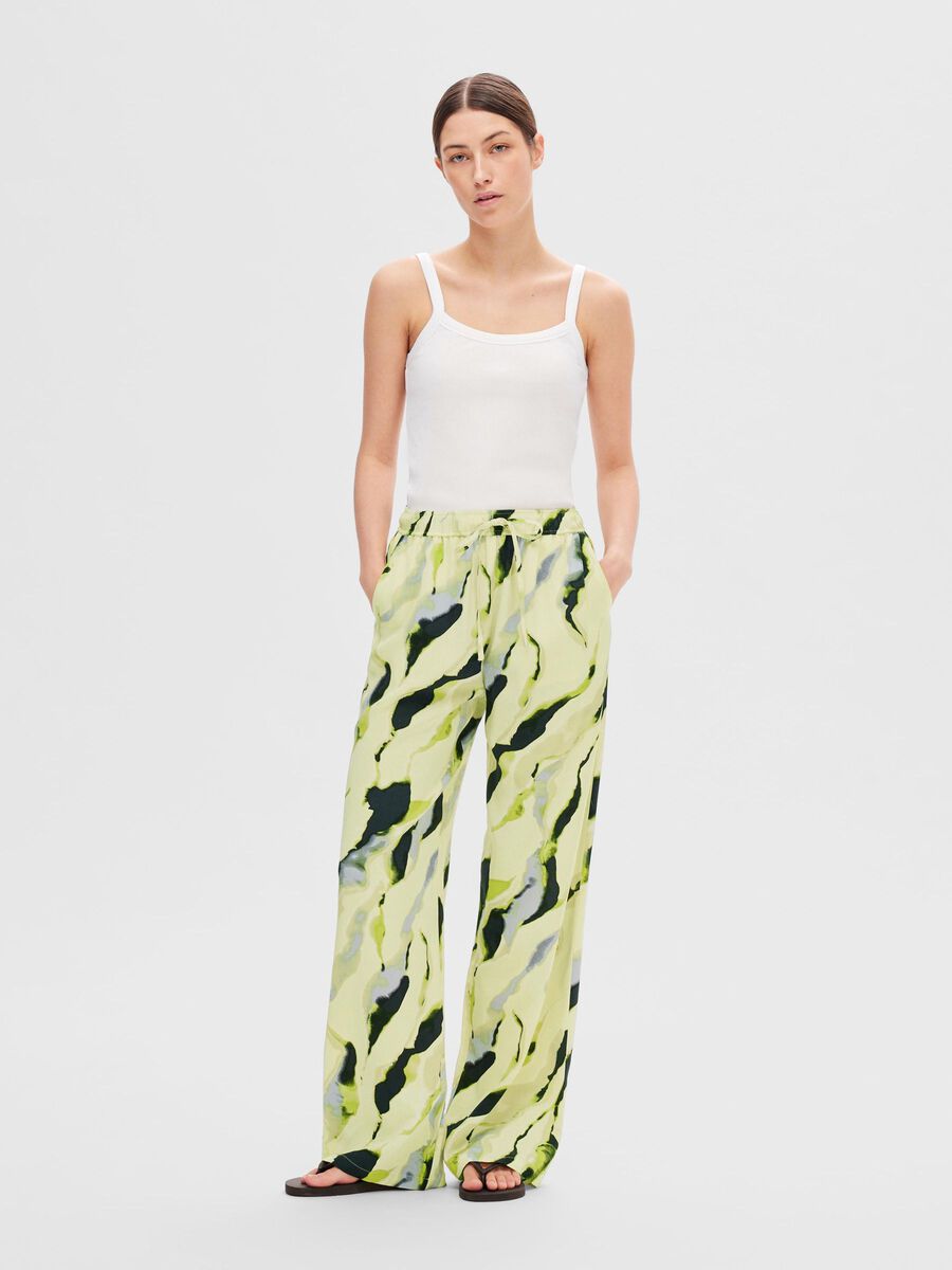 Selected Femme Printed Wide-Leg Trousers - Birch