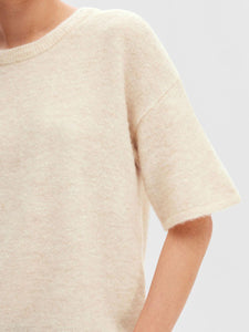 Selected Femme Short Sleeved Knitted Top - Birch