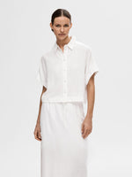 Load image into Gallery viewer, Selected Femme Cropped Linen Shirt - Snow White
