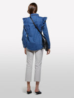 Load image into Gallery viewer, Sisley Ruffled Shoulder Denim Shirt
