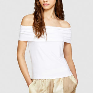 Sisley Bare Shoulder T-Shirt - White
