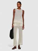 Load image into Gallery viewer, Sisley Perforated Tank Top With Fringe - Beige
