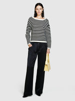 Load image into Gallery viewer, Sisley Sweater With Two Tone Stripes - Black/White
