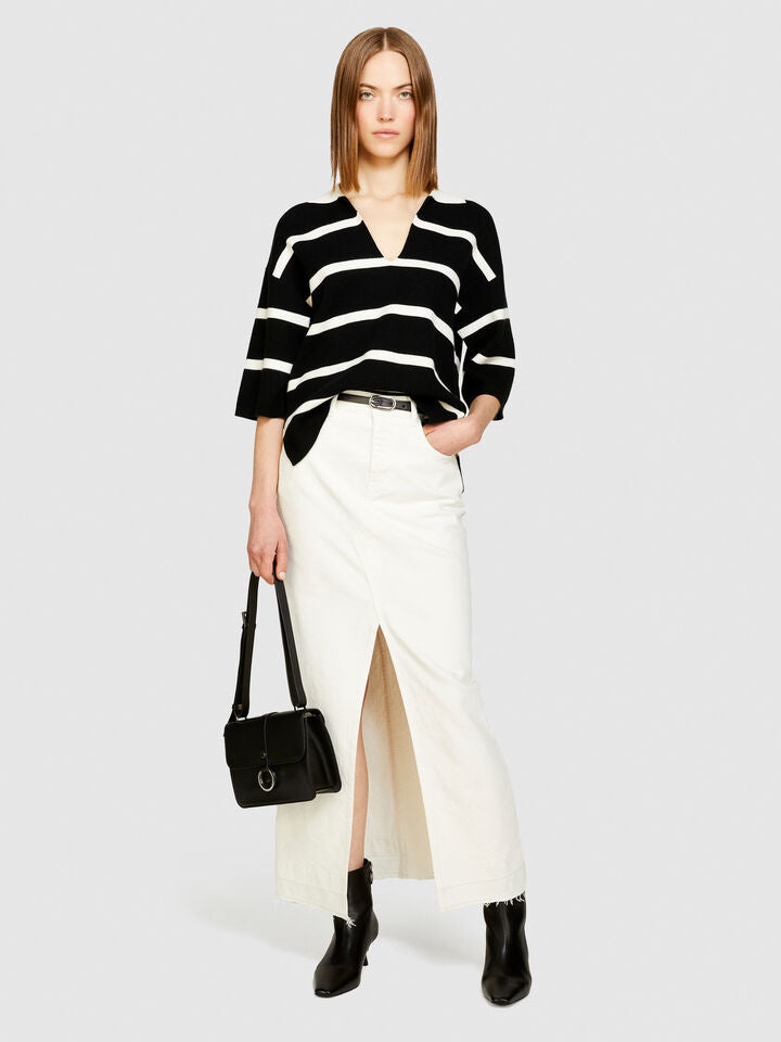 Sisley Denim Skirt With Slit - White