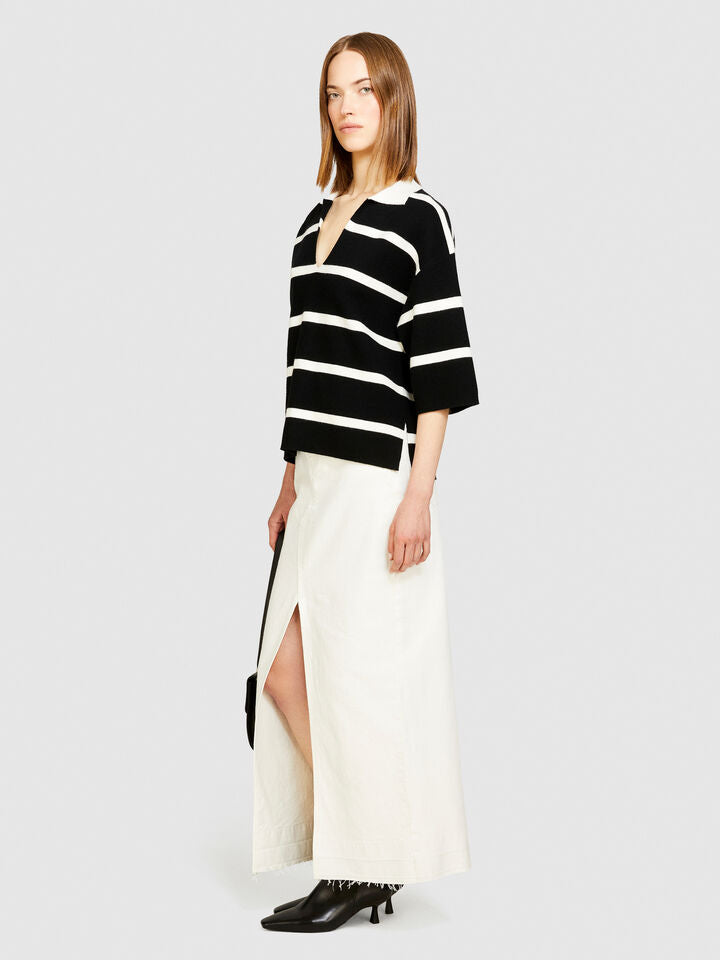 Sisley Denim Skirt With Slit - White