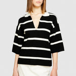 Load image into Gallery viewer, Sisley Striped Polo Shirt - Black
