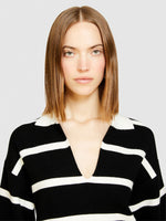 Load image into Gallery viewer, Sisley Striped Polo Shirt - Black
