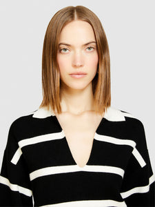 Sisley Striped Polo Shirt - Black