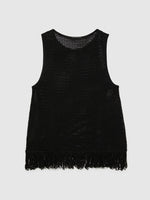 Load image into Gallery viewer, Sisley Perforated Tank Top With Fringe - Black
