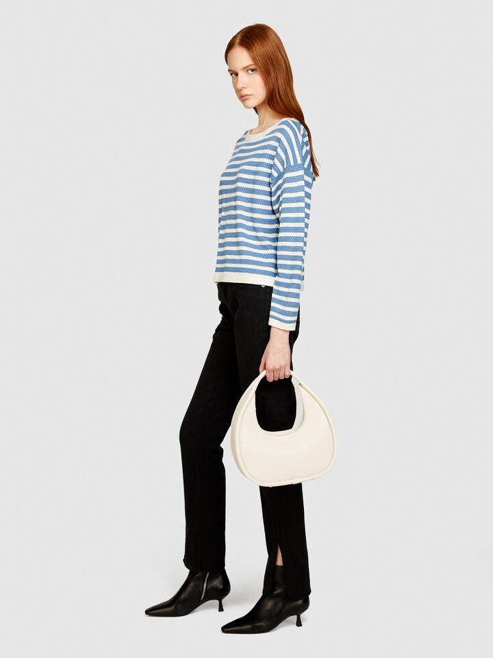 Sisley Sweater With Two Tone Stripes - Blue/White