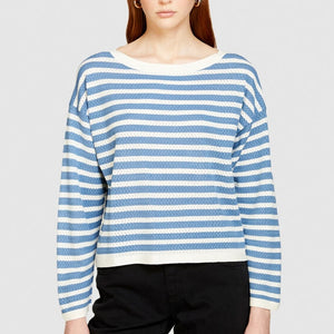 Sisley Sweater With Two Tone Stripes - Blue/White