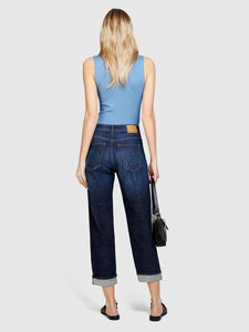 Sisley Regular Fit Manhattan Jeans With Cuff - Dark Blue