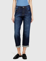 Load image into Gallery viewer, Sisley Regular Fit Manhattan Jeans With Cuff - Dark Blue
