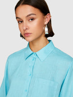 Load image into Gallery viewer, Sisley 100% Linen Shirt - Turquoise
