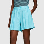 Load image into Gallery viewer, Sisley 100% Linen Shorts - Turquoise
