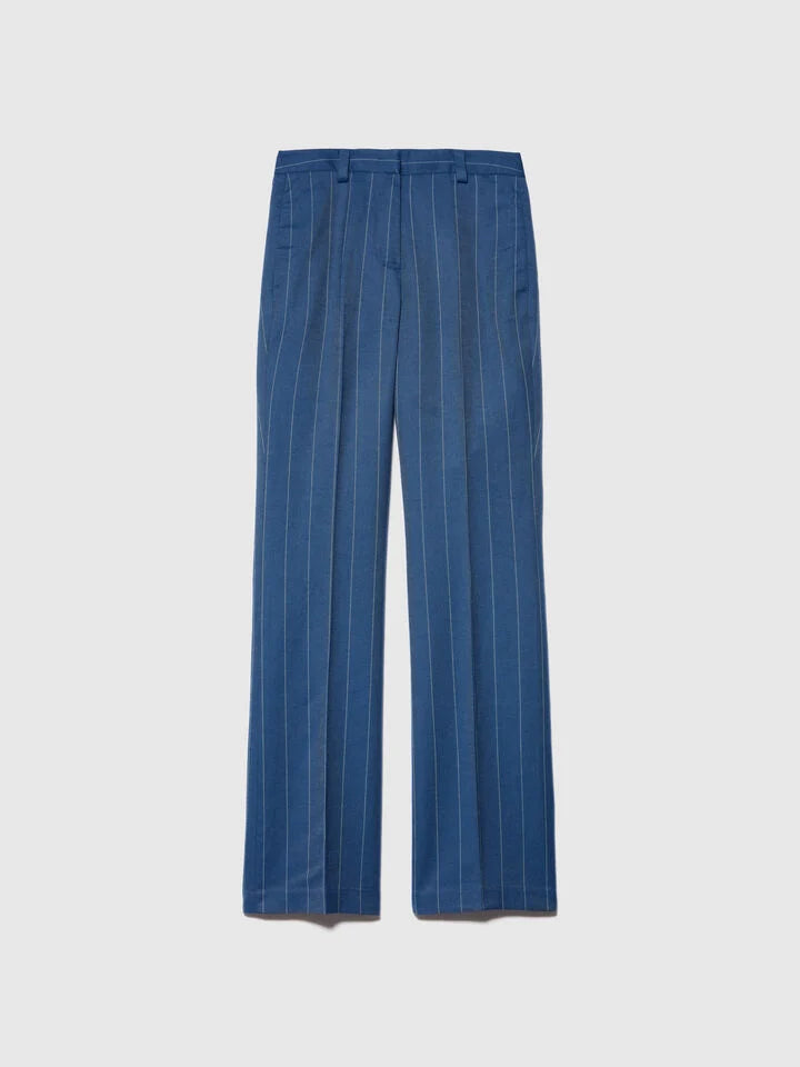 Sisley Tweed Striped Trousers - Blue