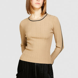 Sisley Slim Fit Ribbed Sweater - Camel