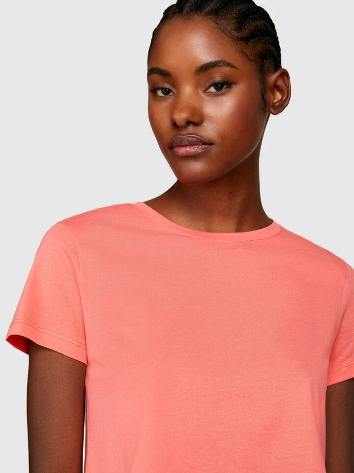 Sisley Boxy Fit Cotton T-Shirt - Coral