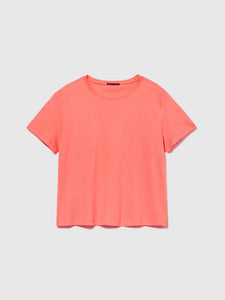 Sisley Boxy Fit Cotton T-Shirt - Coral