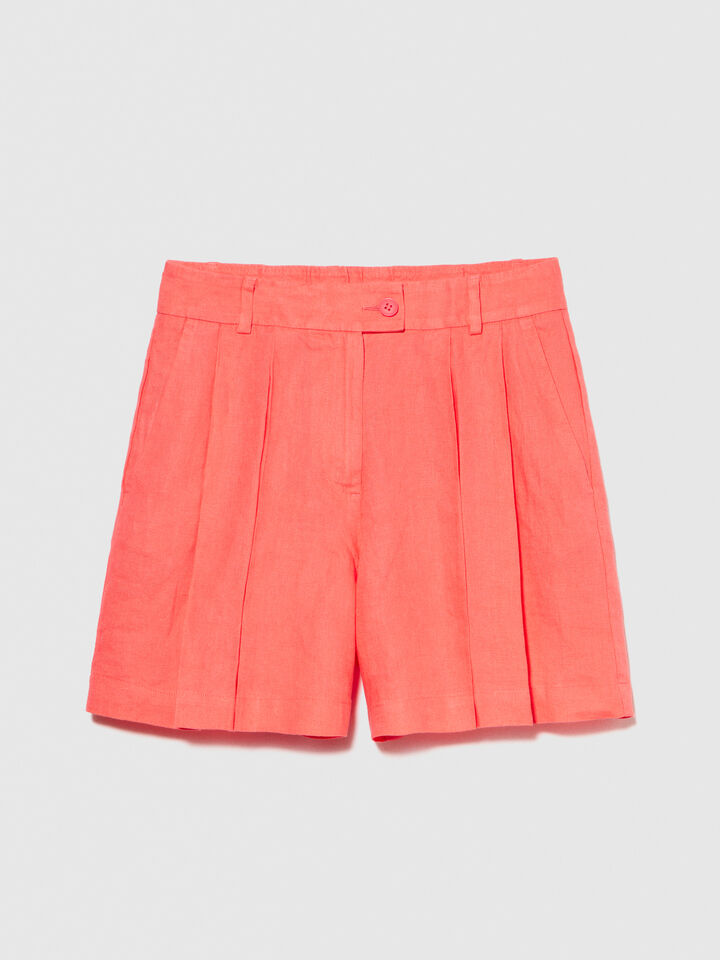 Sisley 100% Linen Shorts - Coral