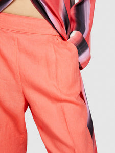Sisley 100% Linen Tapered Trousers - Coral