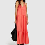 Load image into Gallery viewer, Sisley Long Ruffle Dress - Coral
