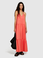 Load image into Gallery viewer, Sisley Long Ruffle Dress - Coral
