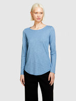 Load image into Gallery viewer, Sisley Long Sleeve Cotton T-Shirt - Light Blue
