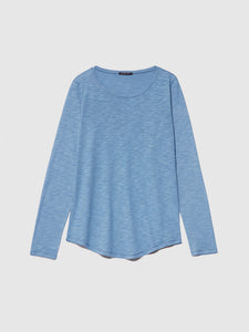 Sisley Long Sleeve Cotton T-Shirt - Light Blue