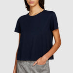 Load image into Gallery viewer, Sisley Boxy Fit Cotton T-Shirt - Navy
