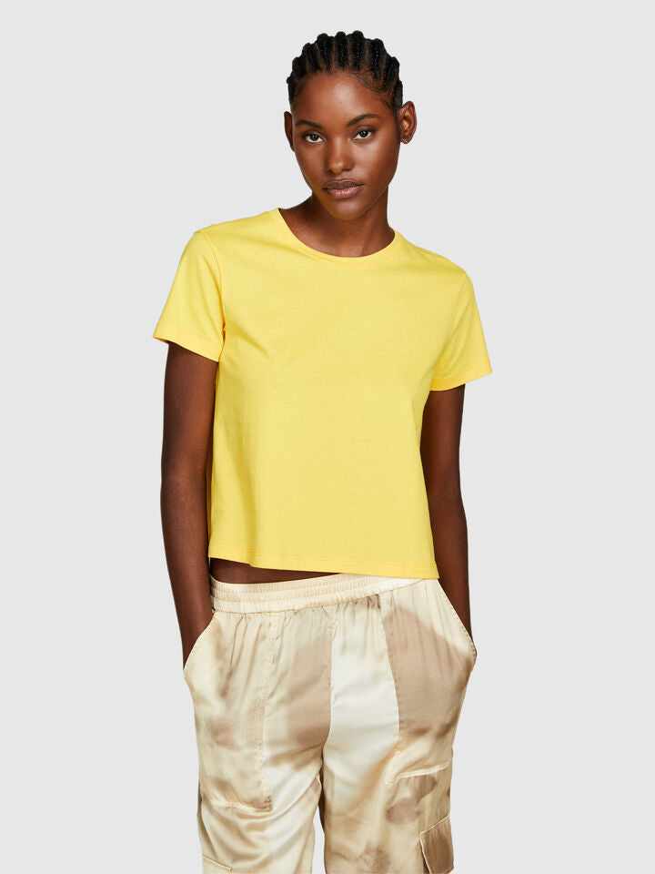 Sisley Boxy Fit Cotton T-Shirt - Yellow