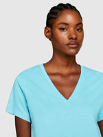 Load image into Gallery viewer, Sisley V-Neck Organic Cotton T-Shirt - Turquoise
