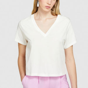 Sisley V-Neck Organic Cotton T-Shirt - White