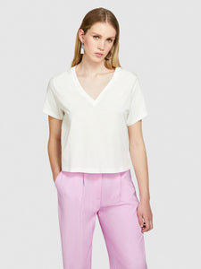 Sisley V-Neck Organic Cotton T-Shirt - White