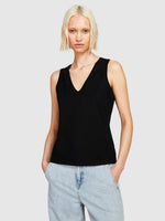 Load image into Gallery viewer, Sisley V-Neck Cotton Tank Top - Black
