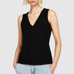 Load image into Gallery viewer, Sisley V-Neck Cotton Tank Top - Black
