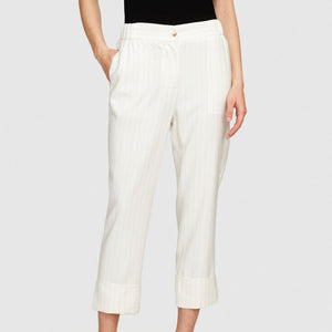 Sisley Pinstripe Trousers - Creamy White