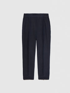 Sisley 100% Linen Tapered Trousers - Navy