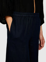 Load image into Gallery viewer, Sisley Linen Wide Leg Trousers - Navy
