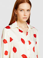 Load image into Gallery viewer, Sisley Kiss Printed Satin Shirt - Creamy White
