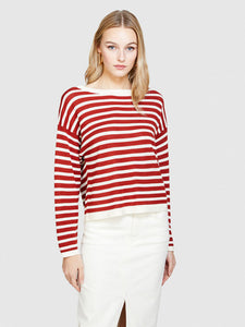 Sisley Sweater With Two Tone Stripes - Red/White