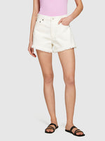 Load image into Gallery viewer, Sisley Frayed Jean Shorts - White
