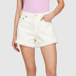 Load image into Gallery viewer, Sisley Frayed Jean Shorts - White
