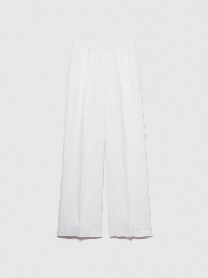 Sisley Linen Wide Leg Trousers - White