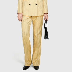 Sisley Tweed Striped Trousers - Yellow