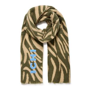 Ichi Zebra Print Knit Scarf